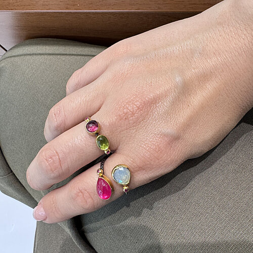 Designed Garnet Peridot Women's Silver Ring - CNG Jewels (1)