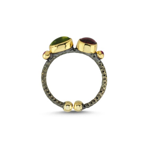 Tasarım Granat Peridot Kadın Gümüş Yüzük - CNG Jewels (1)