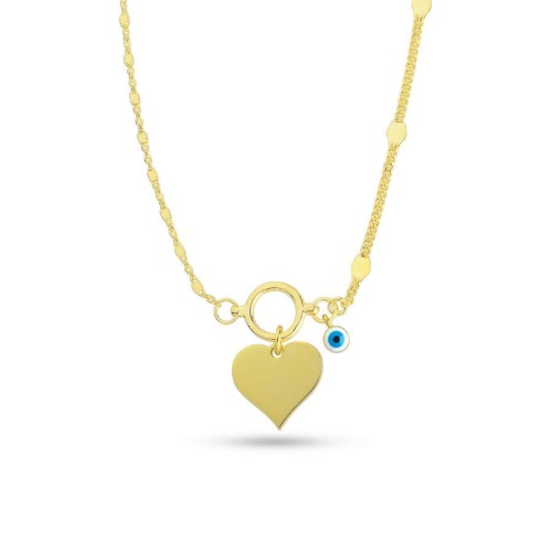 CNG Jewels - Tasarım Kalp Gold Gümüş Kadın Kolye