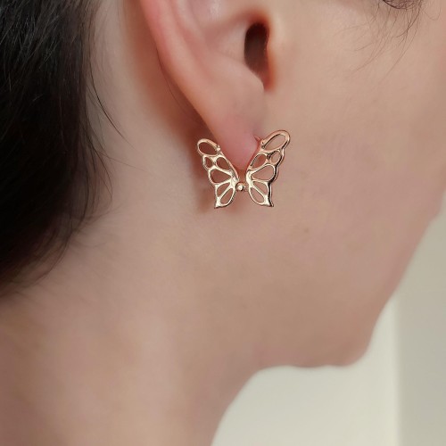 Butterfly Hoop Rose Silver Women's Earrings - CNG Jewels (1)