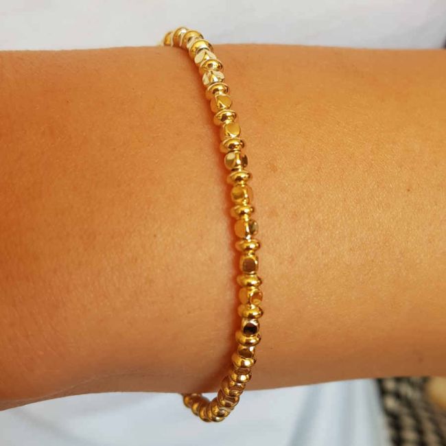 Cube Row Italian Gold Silver Women's Bracelet - 2