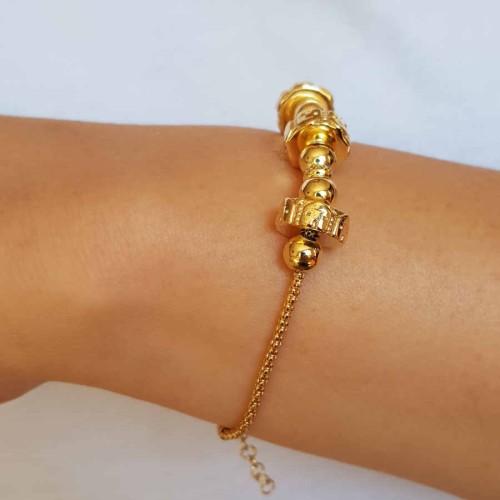 Tasarım Küre Silindir Gold Kadın Gümüş Bileklik - CNG Jewels (1)