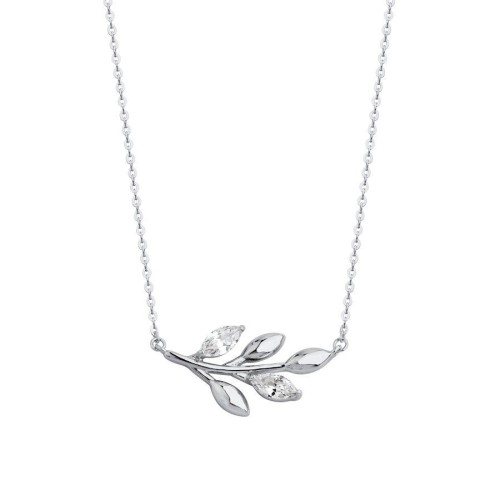 CNG Jewels - Tasarım Markiz Taşlı Yaprak Gümüş Kadın Kolye
