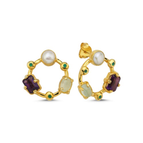 Design Mary Amethyst Women's Silver Earrings - CNG Jewels