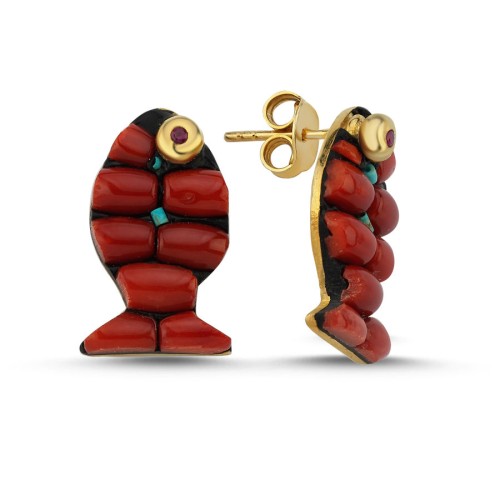 Design Coral Fish Silver Women's Earrings - CNG Jewels