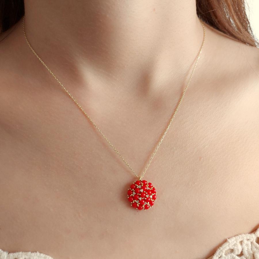 Tasarım Multi Mercan Gümüş Kadın Kolye - CNG Jewels (1)