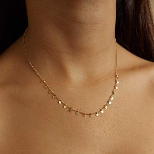 CNG Jewels - Sallantılı Pullu Gold Gümüş Bayan Kolye