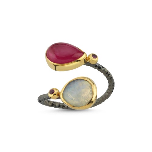 Tasarım Yakut Opal Kadın Gümüş Yüzük - CNG Jewels