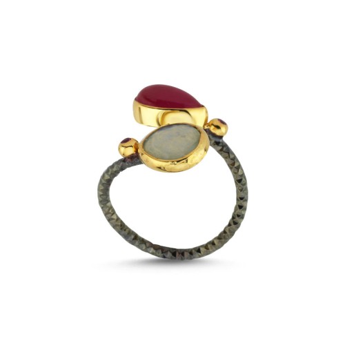 Tasarım Yakut Opal Kadın Gümüş Yüzük - 3