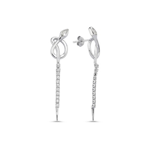 Design Snake Stone Waterway Women's Silver Earrings - CNG Jewels