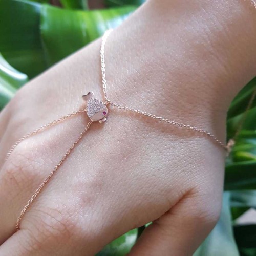 Taşlı Balık Rose Gümüş Şahmeran Bileklik - CNG Jewels