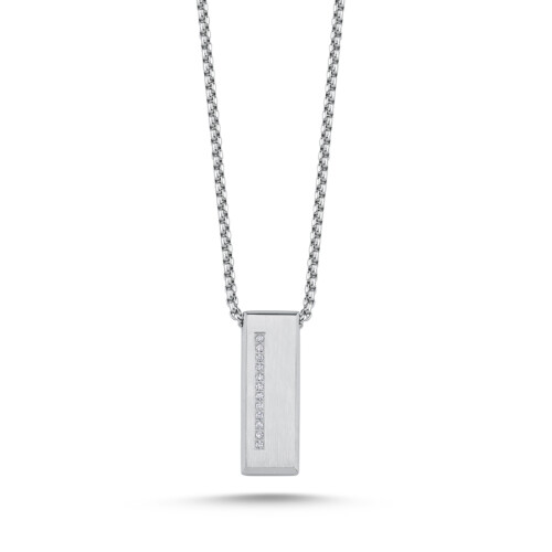 Taşlı Çubuk Çelik Erkek Kolye - CNG Jewels