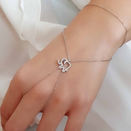 Stone Elephant Silver Shahmaran Bracelet - CNG Jewels (1)