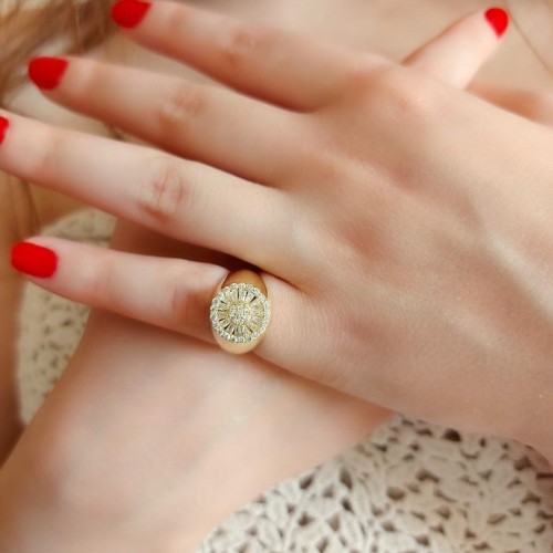 Stone Gold Silver Knight Women's Pinky Finger Ring - CNG Jewels (1)