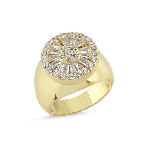 Stone Gold Silver Knight Women's Pinky Finger Ring - CNG Jewels