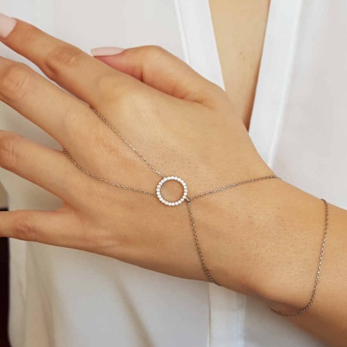 Stone-studded Silver Shahmaran Bracelet - CNG Jewels (1)