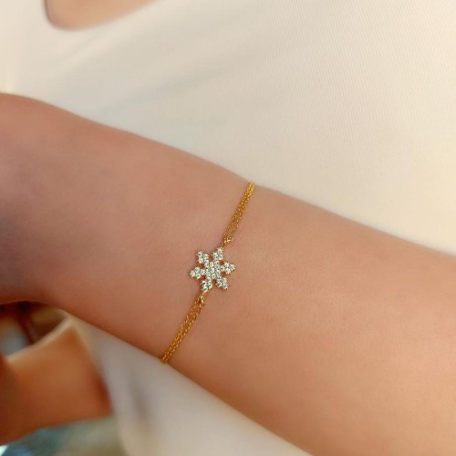 Taşlı Kartanesi Gold Gümüş Kadın Bileklik - CNG Jewels