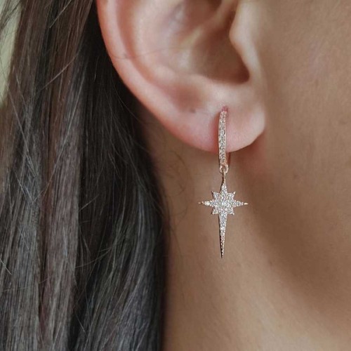 CNG Jewels - Taşlı Kutup Yıldızı Gümüş Bayan Küpe