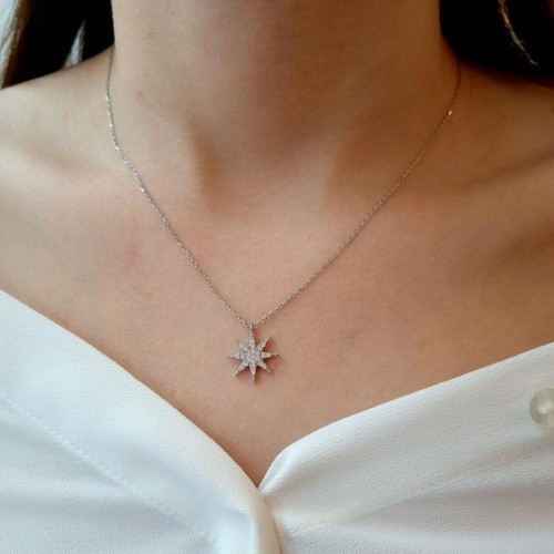 Taşlı Kutup Yıldızı Kadın Gümüş Kolye - CNG Jewels (1)