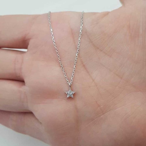 CNG Jewels - Taşlı Minik Yıldız Gümüş Bayan Kolye