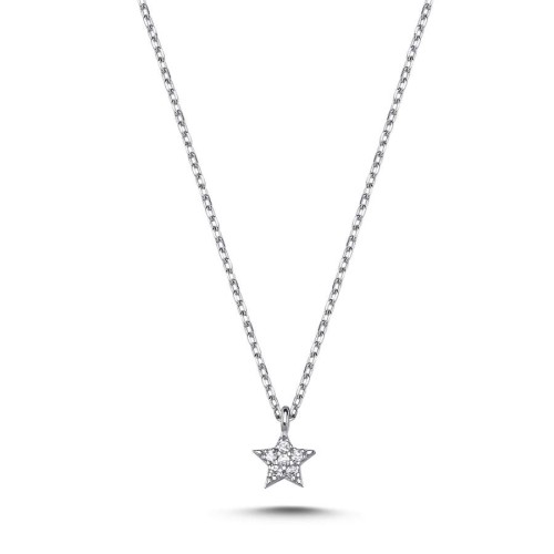Stoned Tiny Star Silver Women's Necklace - CNG Jewels