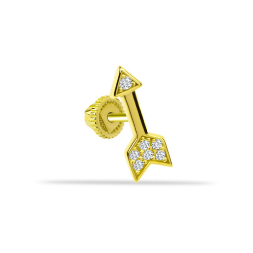 Taşlı Ok Altın Helix Piercing - CNG Jewels
