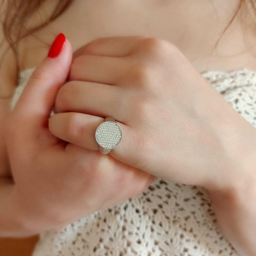 Silver Women's Pinky Finger Ring with Redonda Stone - CNG Jewels