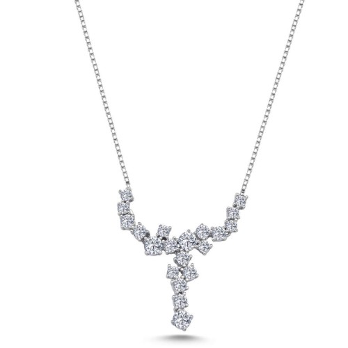 CNG Jewels - Taşlı Pırlanta Tasarımı Y Kadın Gümüş Kolye