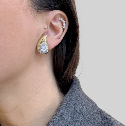 Stone Design Water Drop Gold Women's Silver Earrings - CNG Jewels (1)