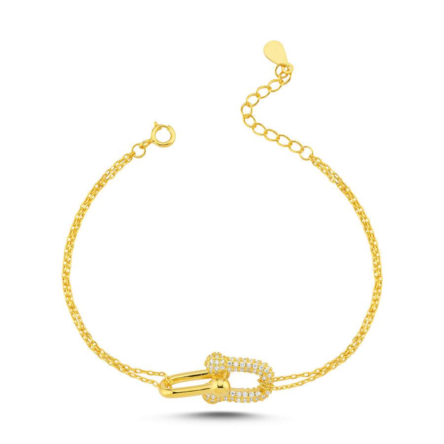 Stoneless Paperclip Gold Women's Silver Bracelet - CNG Jewels (1)