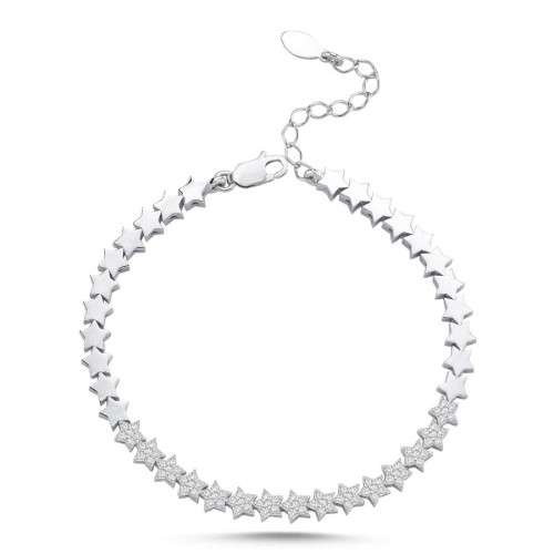 Taşlı Taşsız Yıldız Su Yolu Gümüş Bileklik - 2