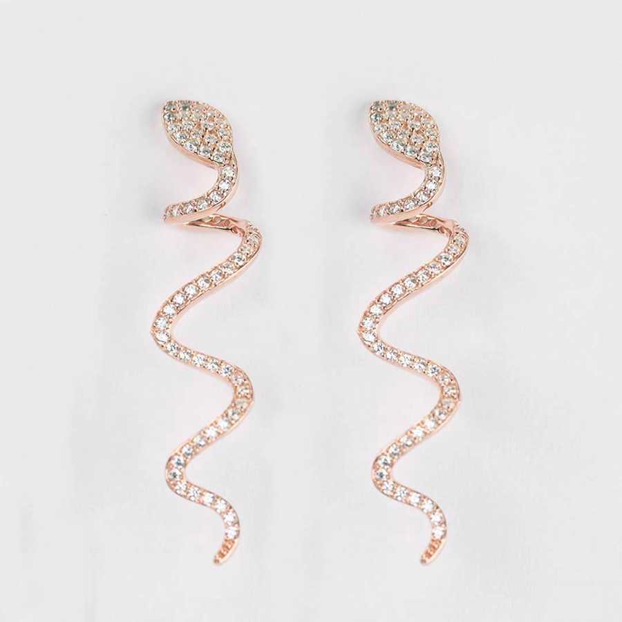 Taşlı Yılan Rose Gümüş Kadın Küpe - CNG Jewels (1)