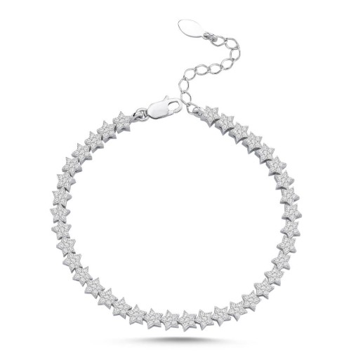 Taşlı Yıldız Su Yolu Gümüş Bileklik - 3