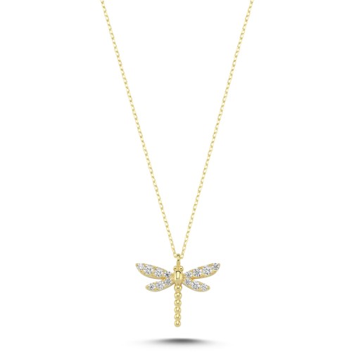 Taşlı Yusufçuk Gold Kadın Gümüş Kolye - CNG Jewels
