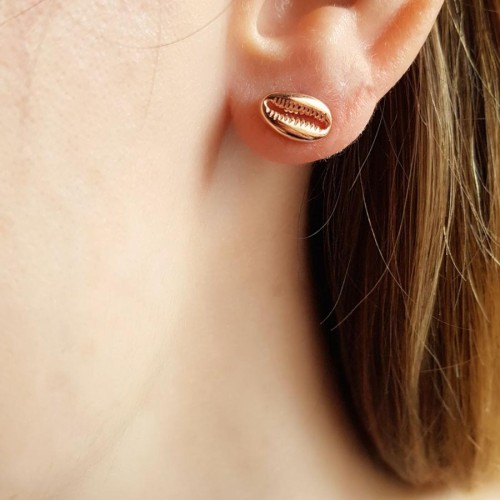 Taşsız Deniz Kabuğu Rose Gümüş Kadın Küpe - 1