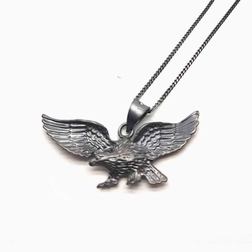 Taşsız Mat Eskitme Siyah Kartal Gümüş Erkek Kolye - CNG Jewels