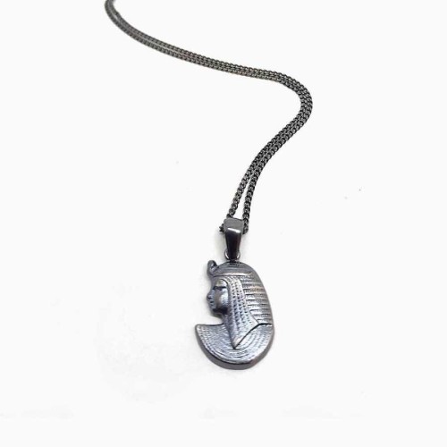 Taşsız Mat Siyah Firavun Gümüş Erkek Kolye - CNG Jewels