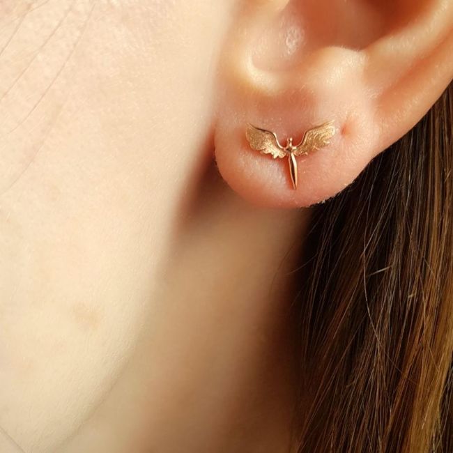 Taşsız Melek Rose Gümüş Kadın Küpe - 1