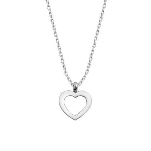 Taşsız Minik Kalp Gümüş Bayan Kolye - Thumbnail