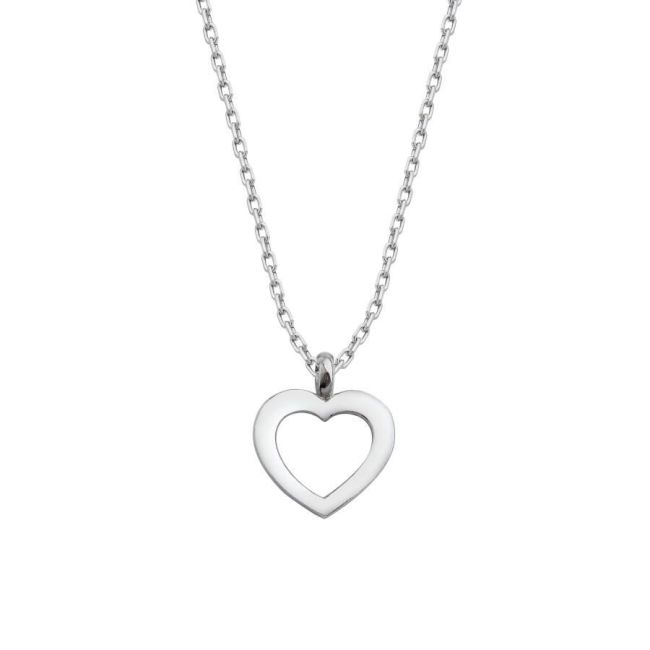 Stoneless Tiny Heart Silver Women's Necklace - 1