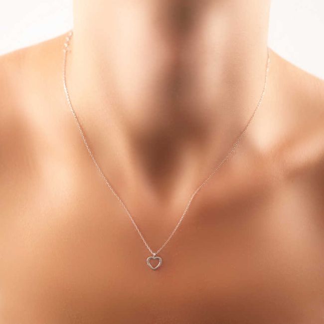 Stoneless Tiny Heart Silver Women's Necklace - 2