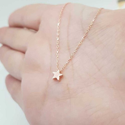 CNG Jewels - Taşsız Minik Yıldız Rose Gümüş Bayan Kolye