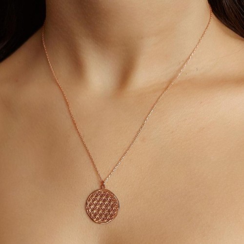 Taşsız Yaşam Çiçeği Rose Gümüş Kadın Kolye - 1