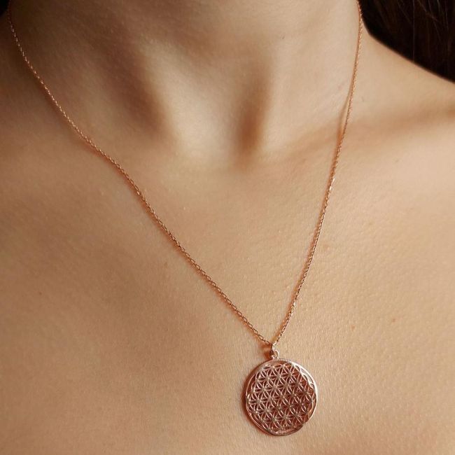 Taşsız Yaşam Çiçeği Rose Gümüş Kadın Kolye - 2