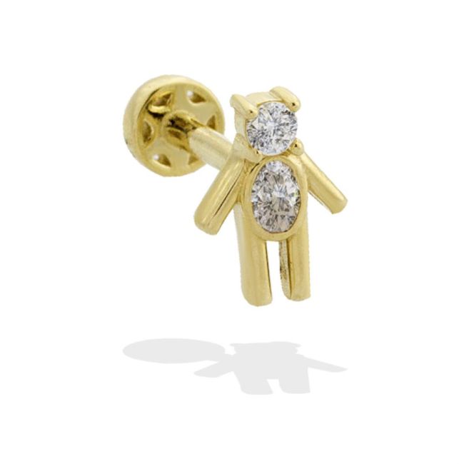 Teddy Bear Ayıcık Altın Tragus Piercing - 1