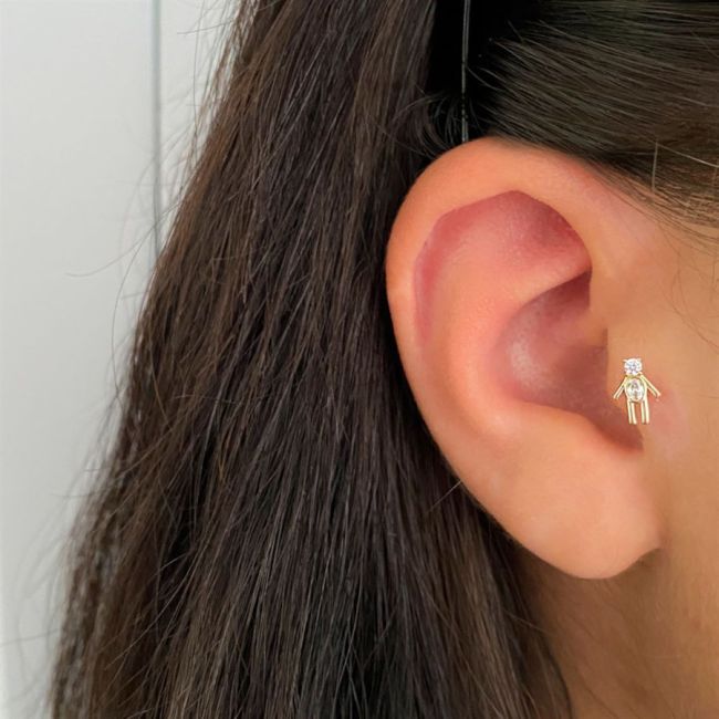 Teddy Bear Ayıcık Altın Tragus Piercing - 2