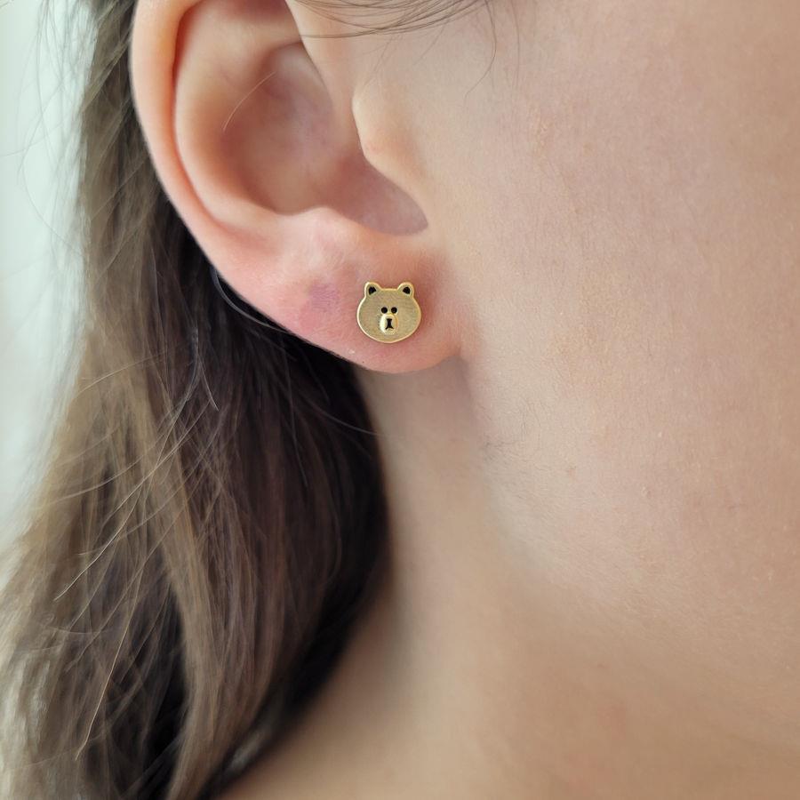 Tedy Bear Gold Gümüş Kadın Küpe - CNG Jewels