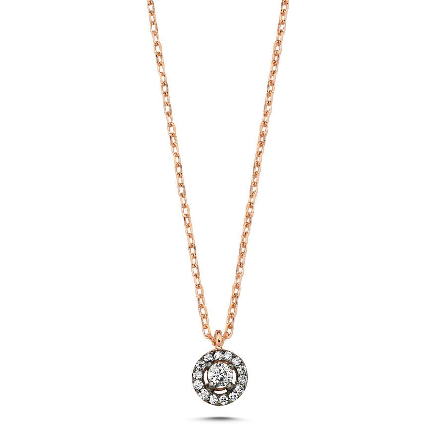Tek Taş Elmas Modeli Gümüş Kolye - CNG Jewels
