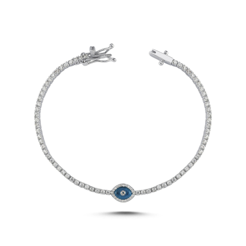 Single Almond Glass Eye Silver Waterway Bracelet - CNG Jewels (1)