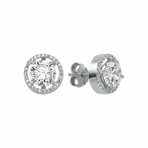 Solitaire Anturaj Diamond Model Silver Women's Earrings - CNG Jewels